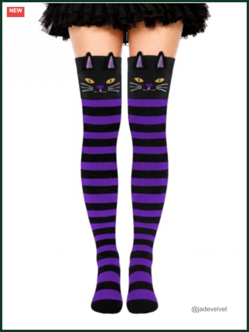 Knee High Halloween Cat Socks Cotton Blend Women Teens Gift